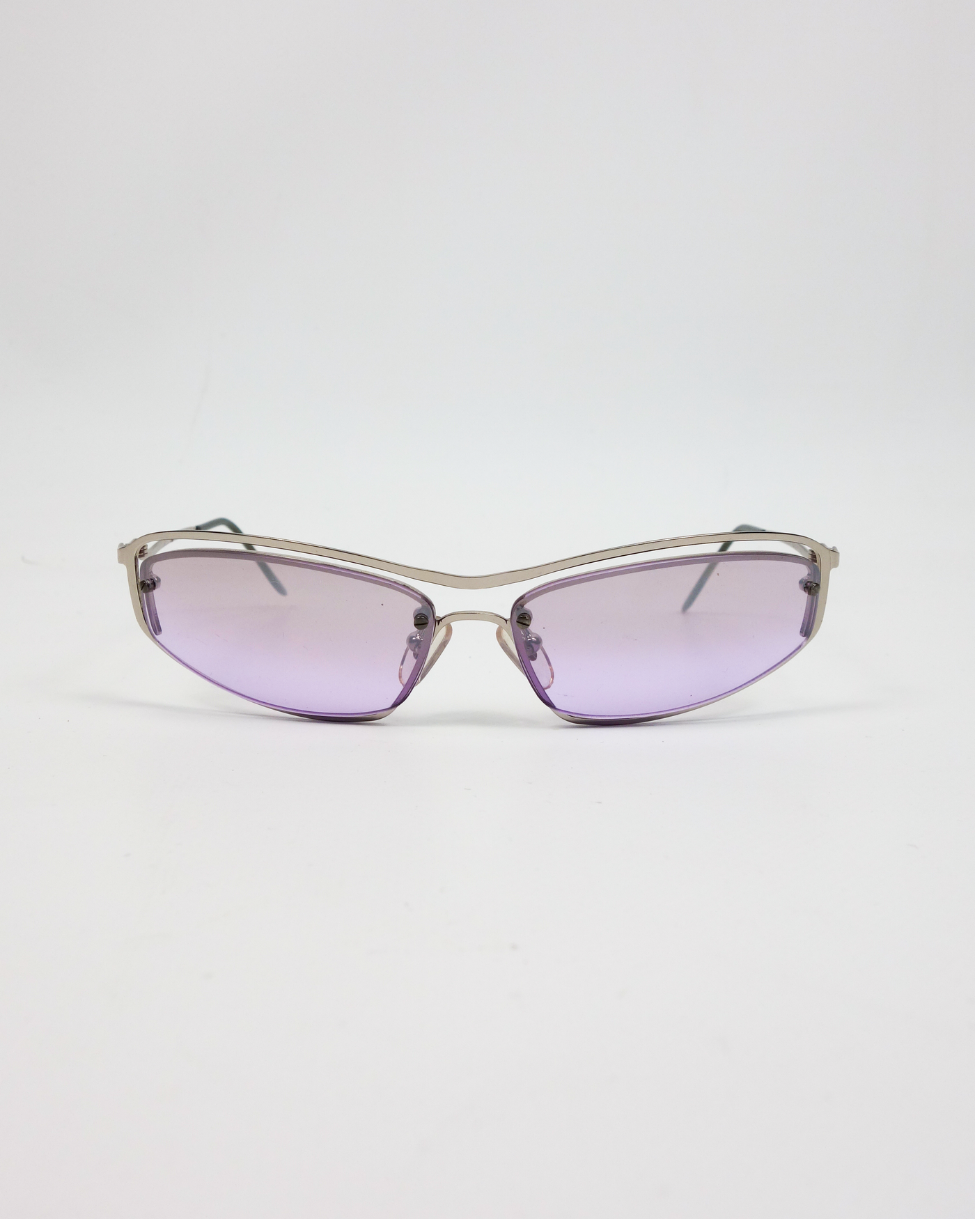 Moschino Silver Frame Purple Lens Sunglasses 2000's