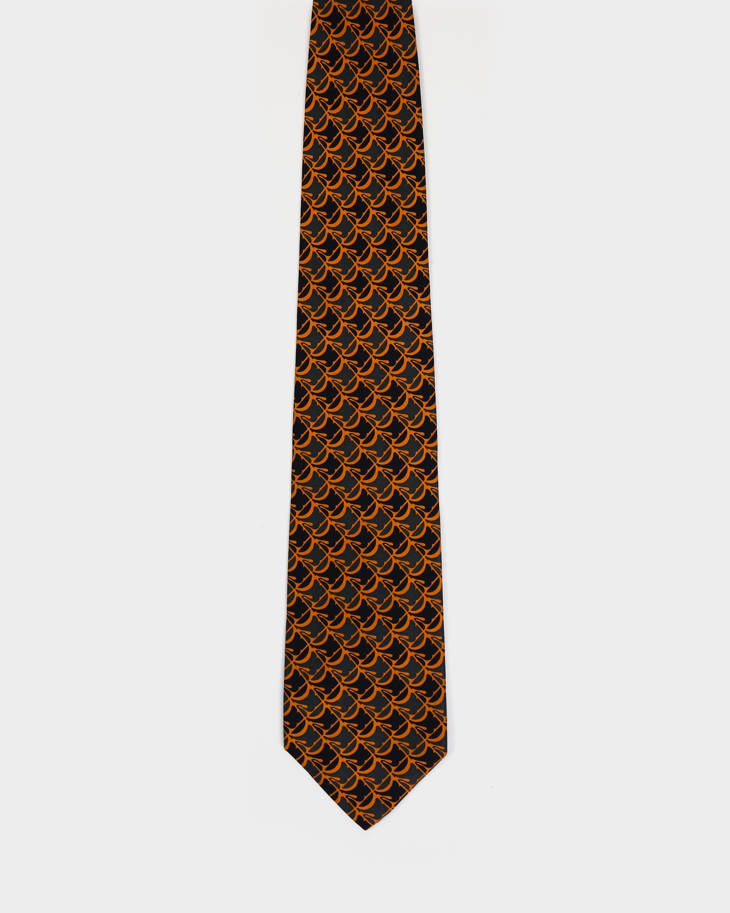 Paco Rabanne Orange Printed Silk Tie 1990's