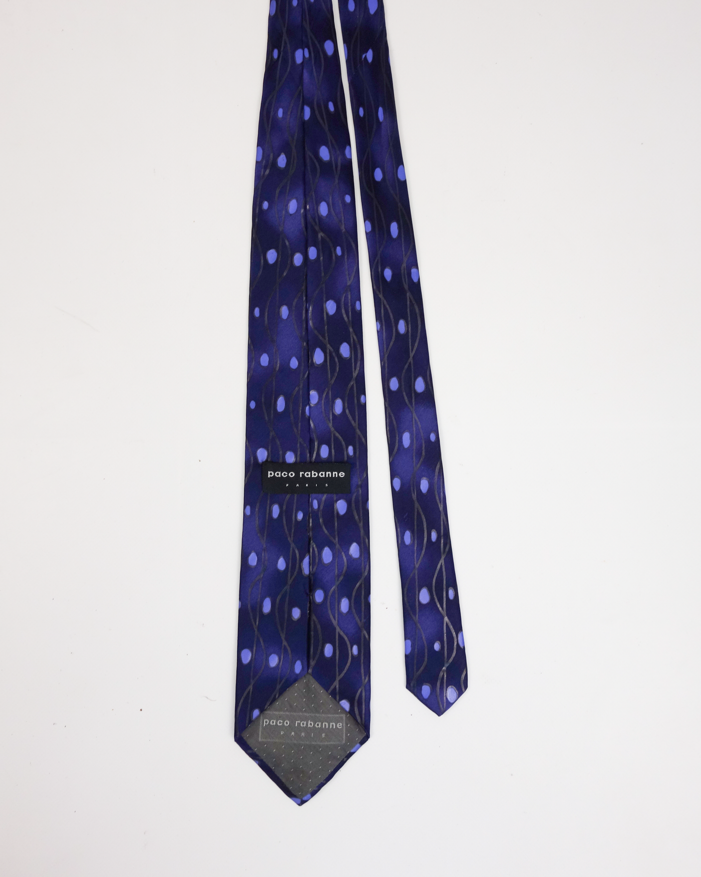 Paco Rabanne Purple Printed Silk Tie 1990's