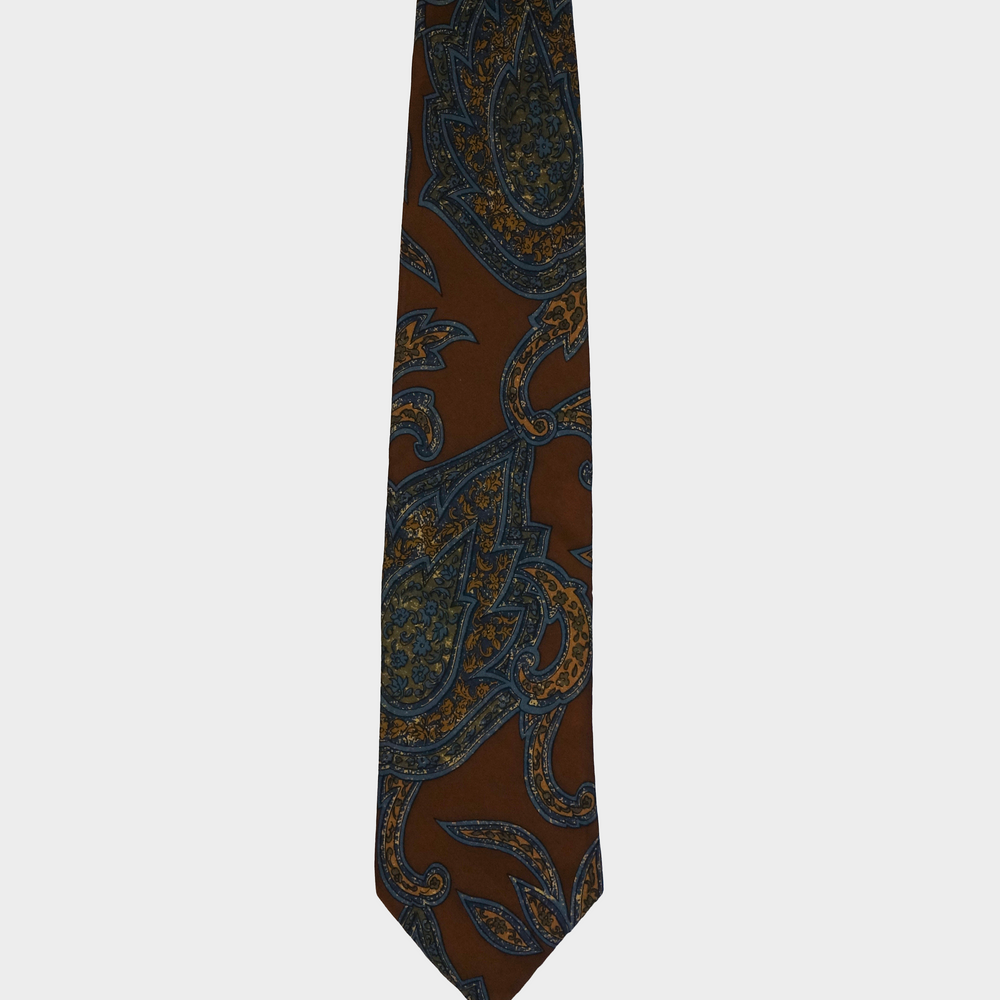 Pierre Balmain Parsley Brown Silk Tie 1990's