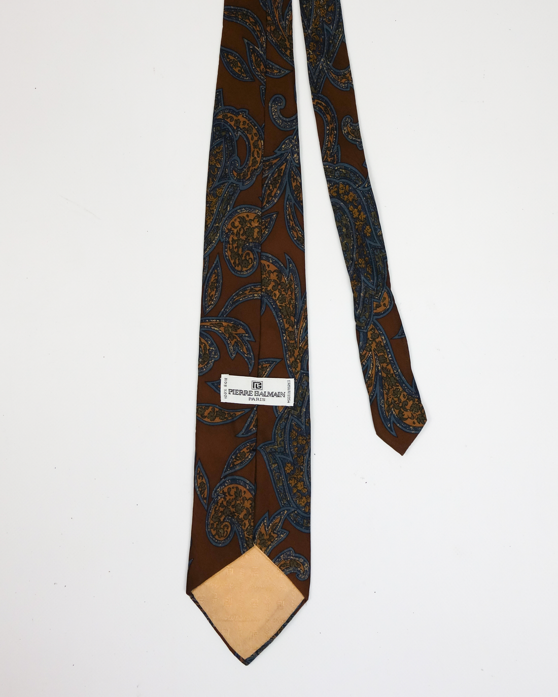Pierre Balmain Parsley Brown Silk Tie 1990's