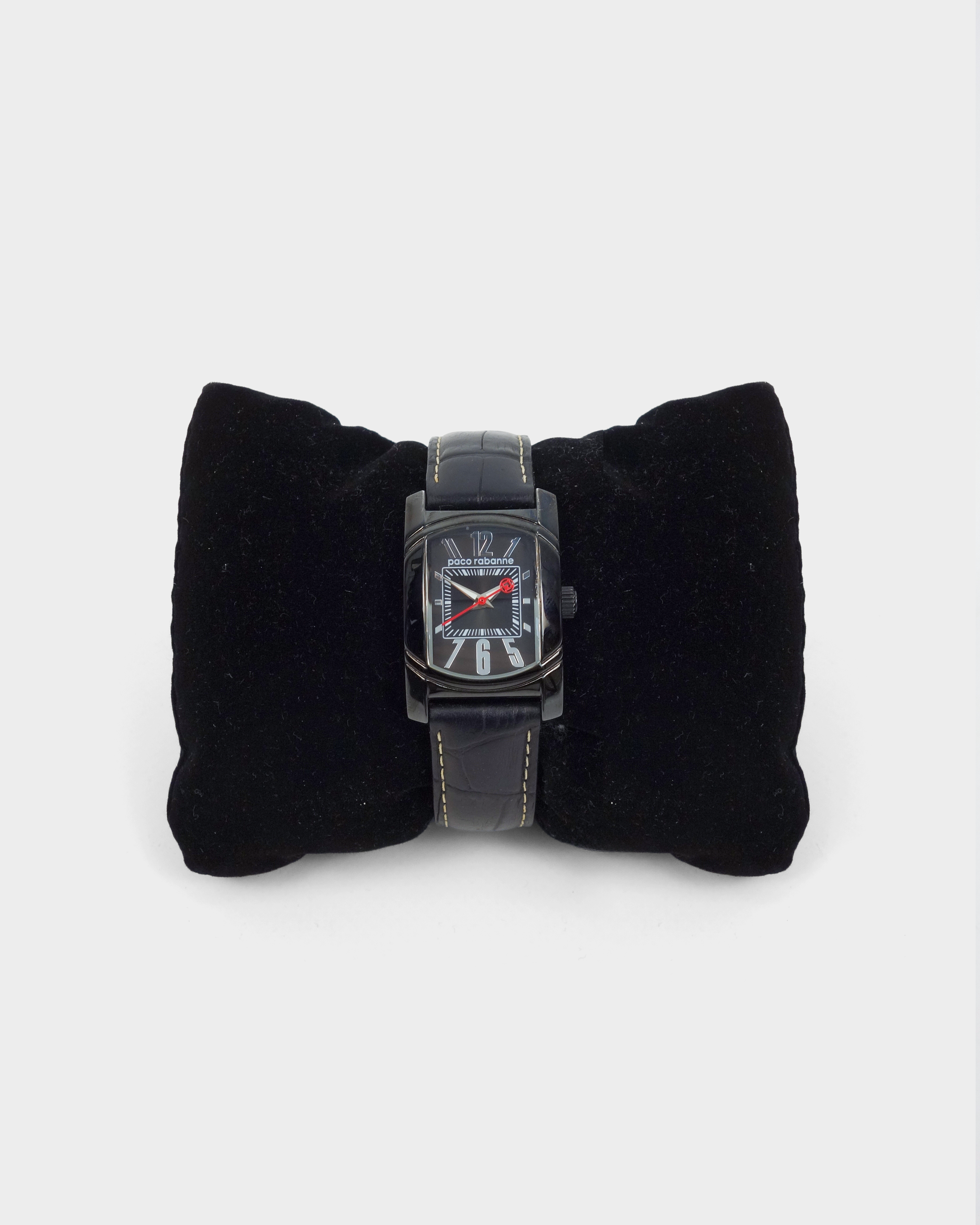Paco Rabanne Black Leather Watch 2008 – Vintage TTS