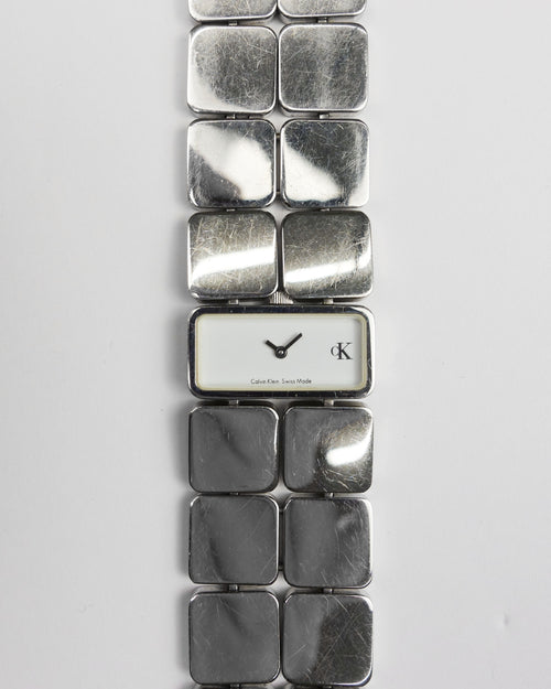 Calvin Klein Swiss Made Squares Metallic Watch 2000's - Vintagetts