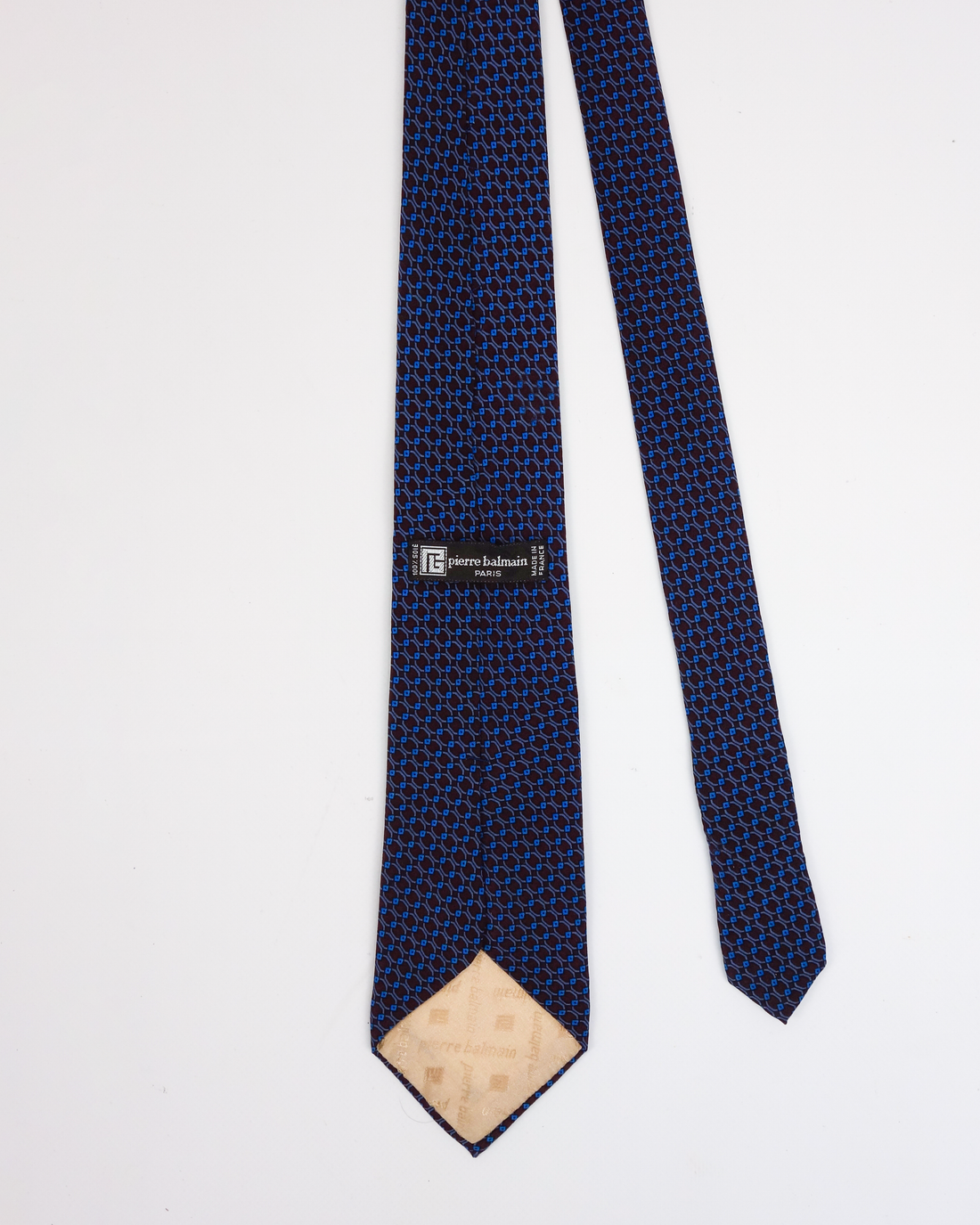 Pierre Balmain Chain Brown Silk Tie 1990's