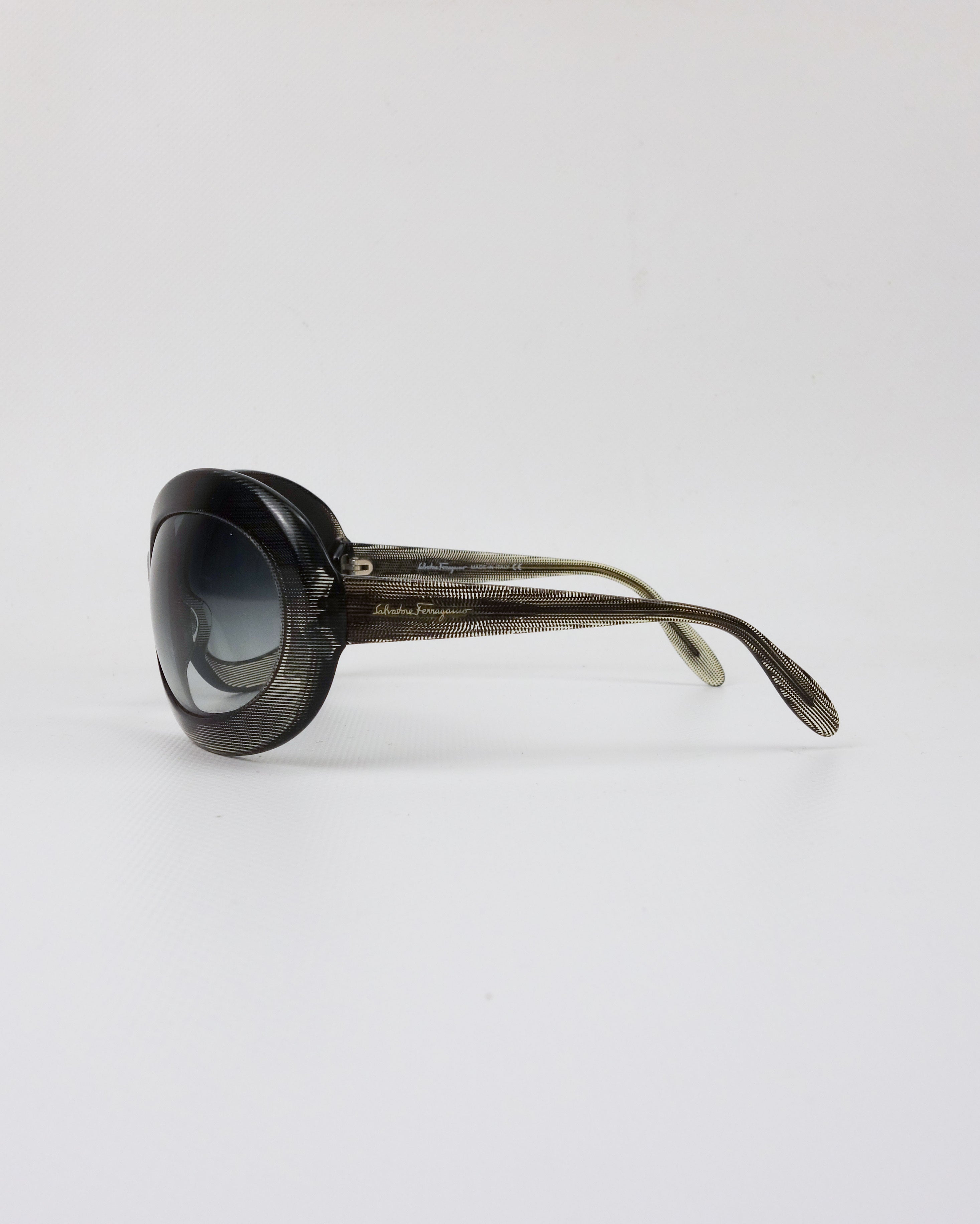 Salvatore Ferragamo Mesh Print Mask Sunglasses 2000's - Vintagetts
