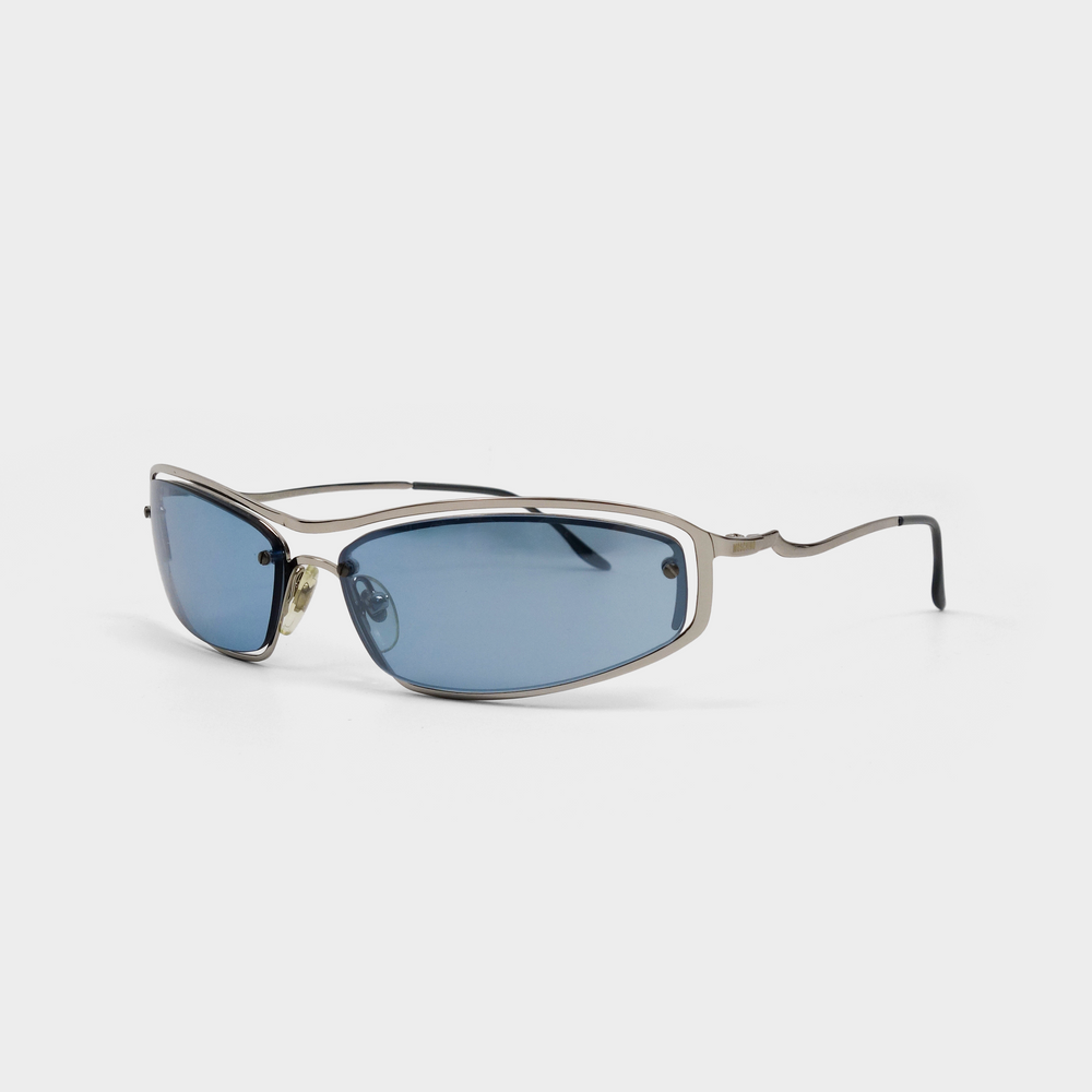 Moschino Silver Frame Blue Lens Sunglasses 2000's