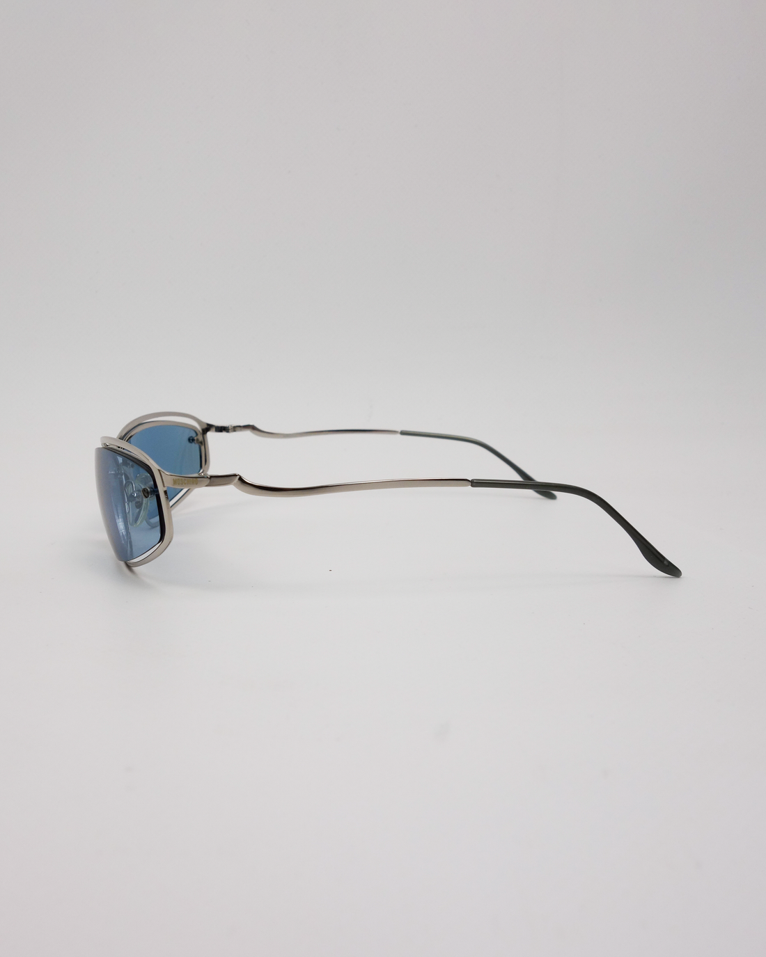 Moschino Silver Frame Blue Lens Sunglasses 2000's