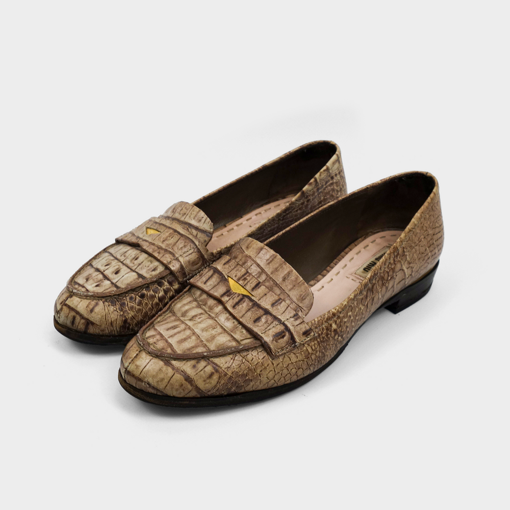 Miu Miu Cocodrile Texture Loafers 2000's