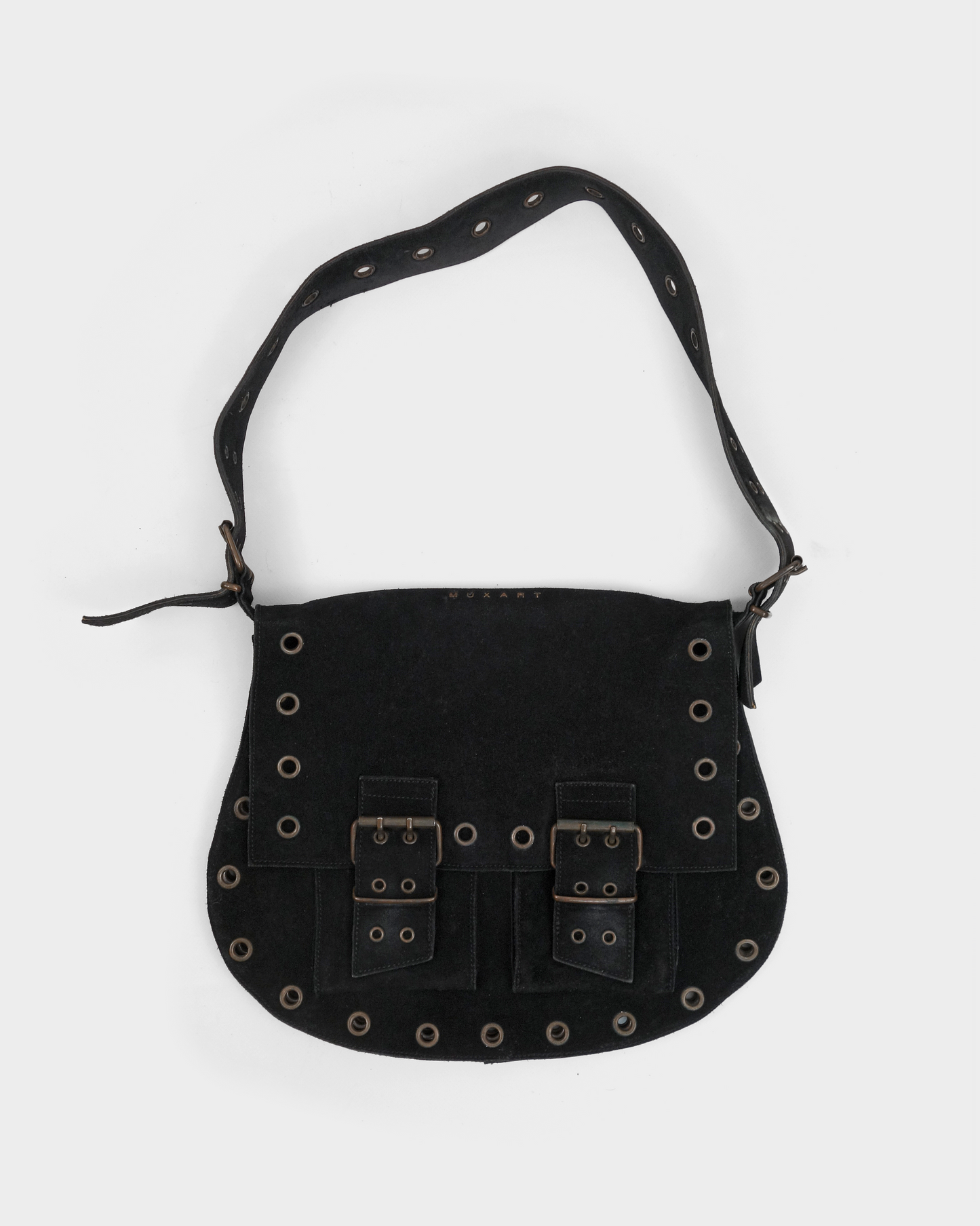 Muxart Black Rivets Suede Shoulder Bag 2000's