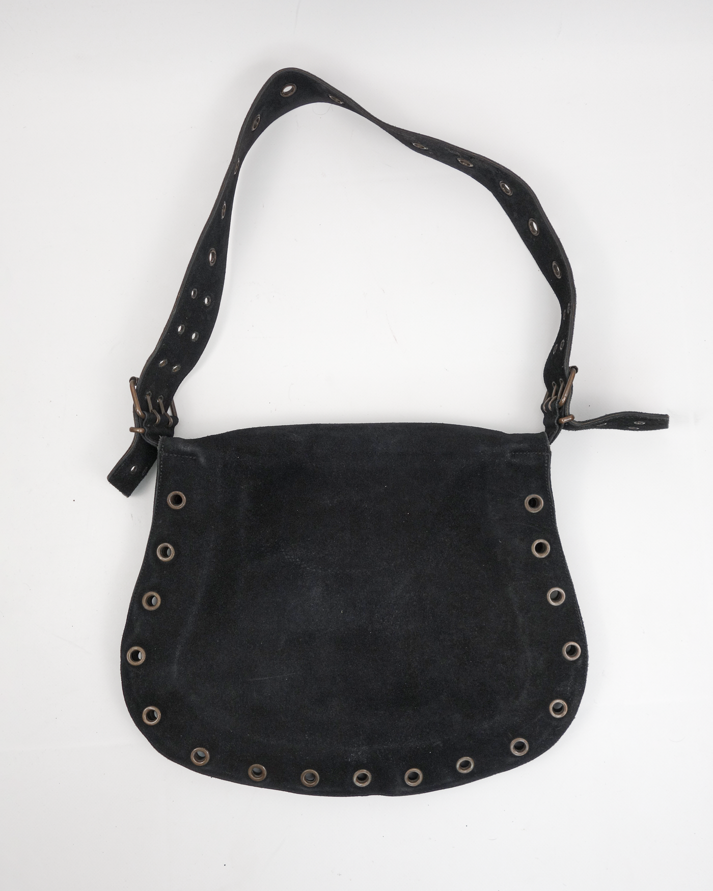 Muxart Black Rivets Suede Shoulder Bag 2000's