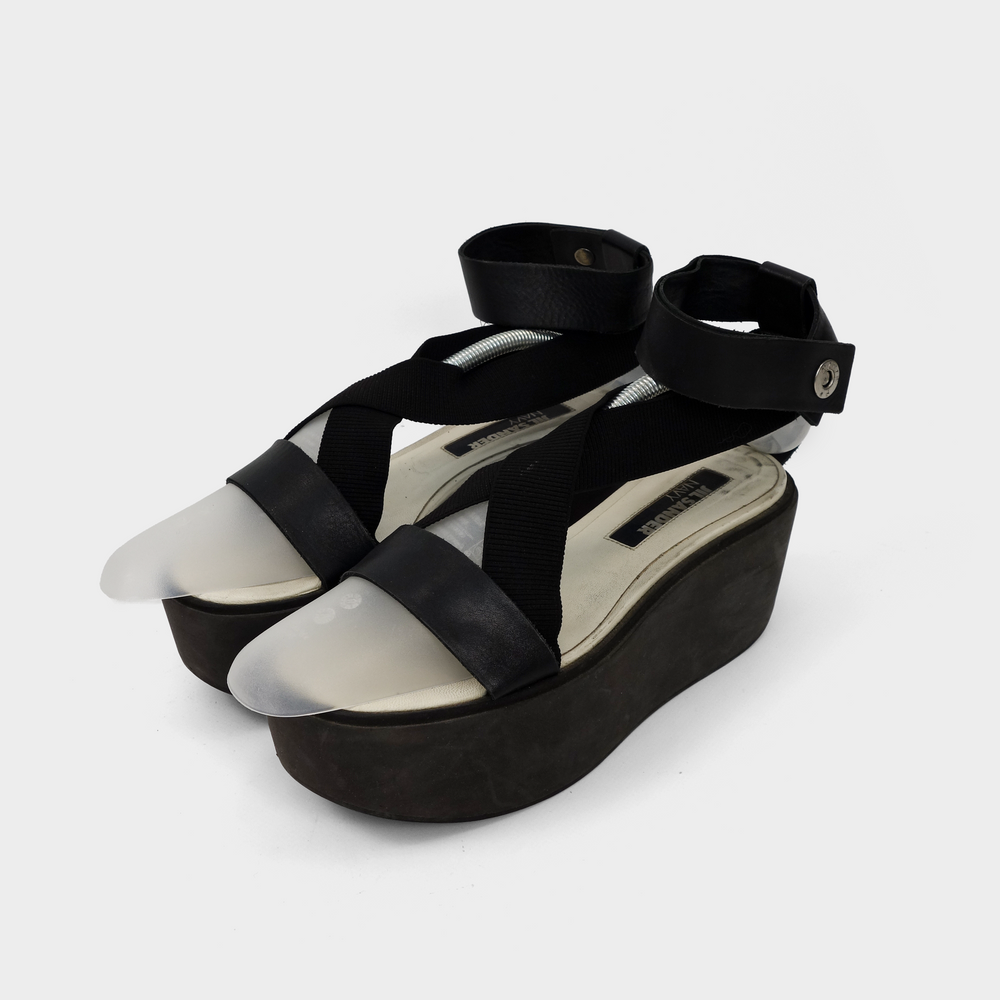 Jil Sander Navy Platform Black Sandals 2000's