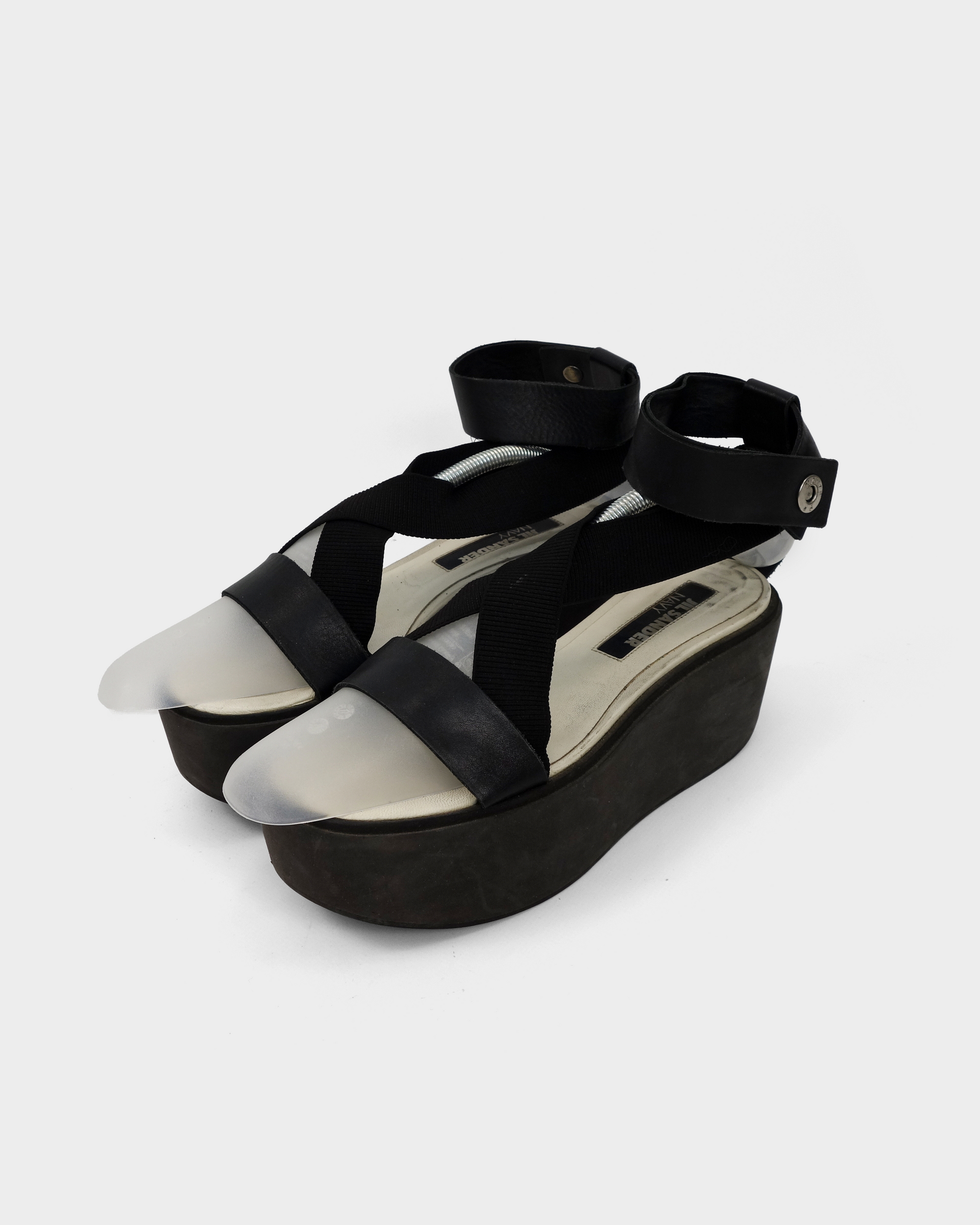 Jil Sander Navy Platform Black Sandals 2000's – Vintage TTS Jil Sander Navy Platform Black Sandals 2000's – Vintage TTS
