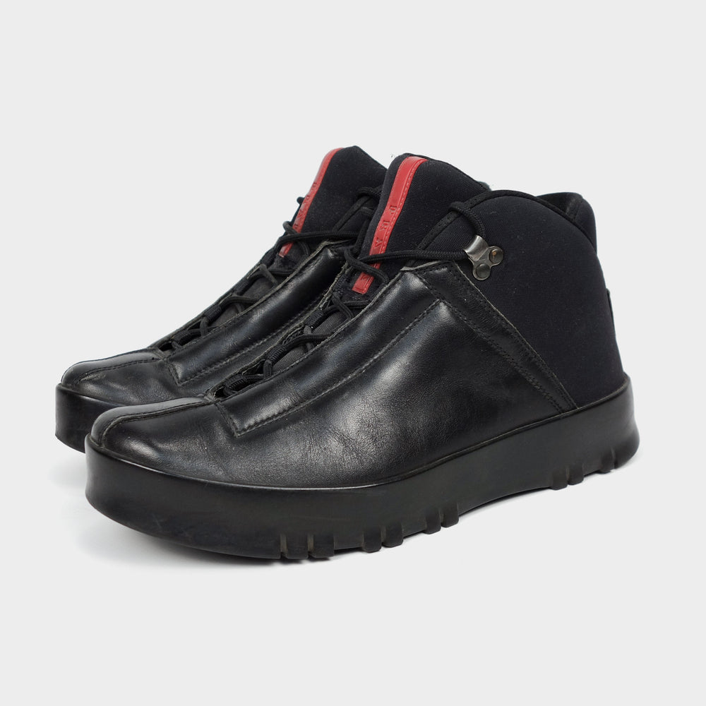 Prada Sport Black Leather Mid Boots 2000's