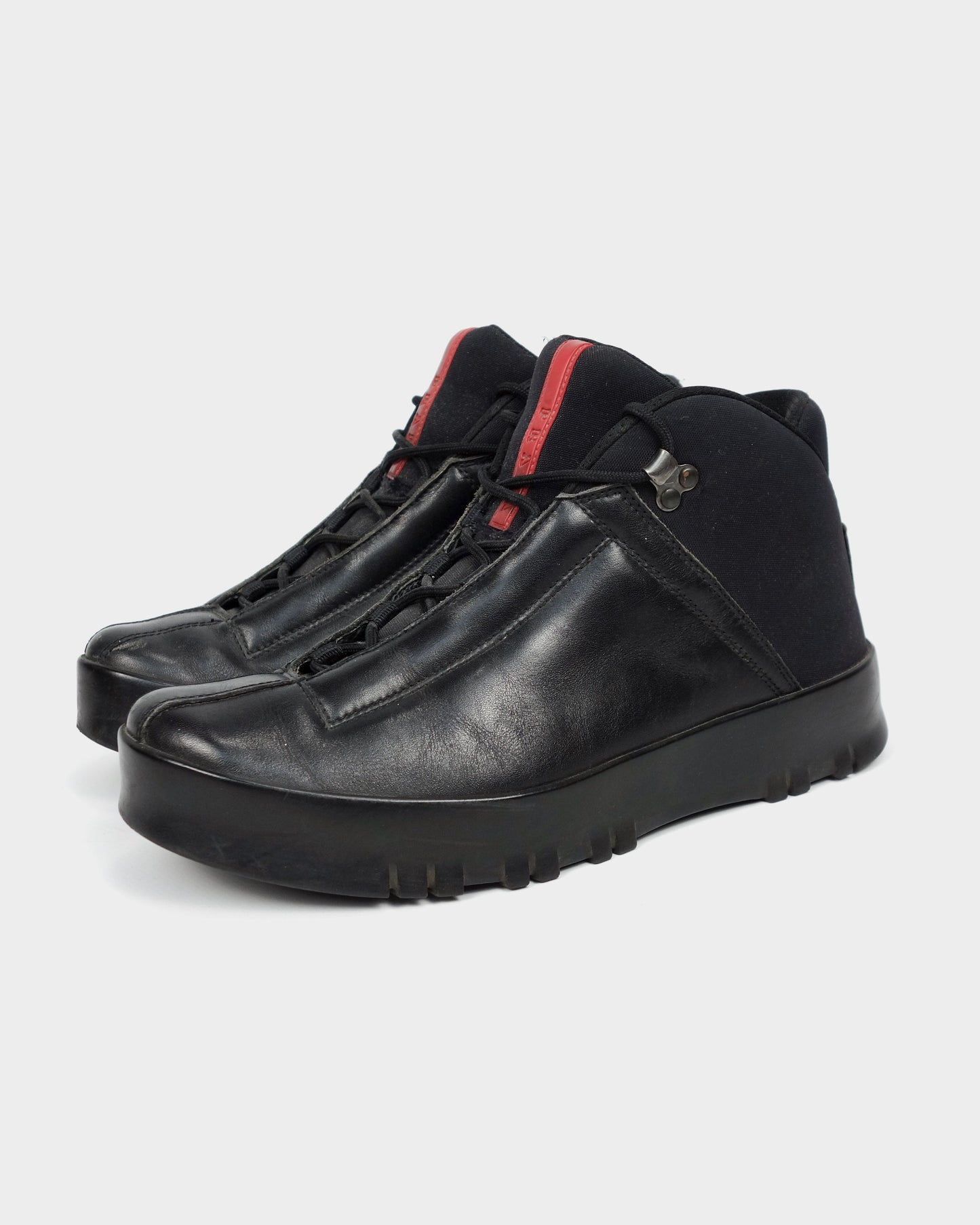 Prada Sport Black Leather Mid Boots 2000's