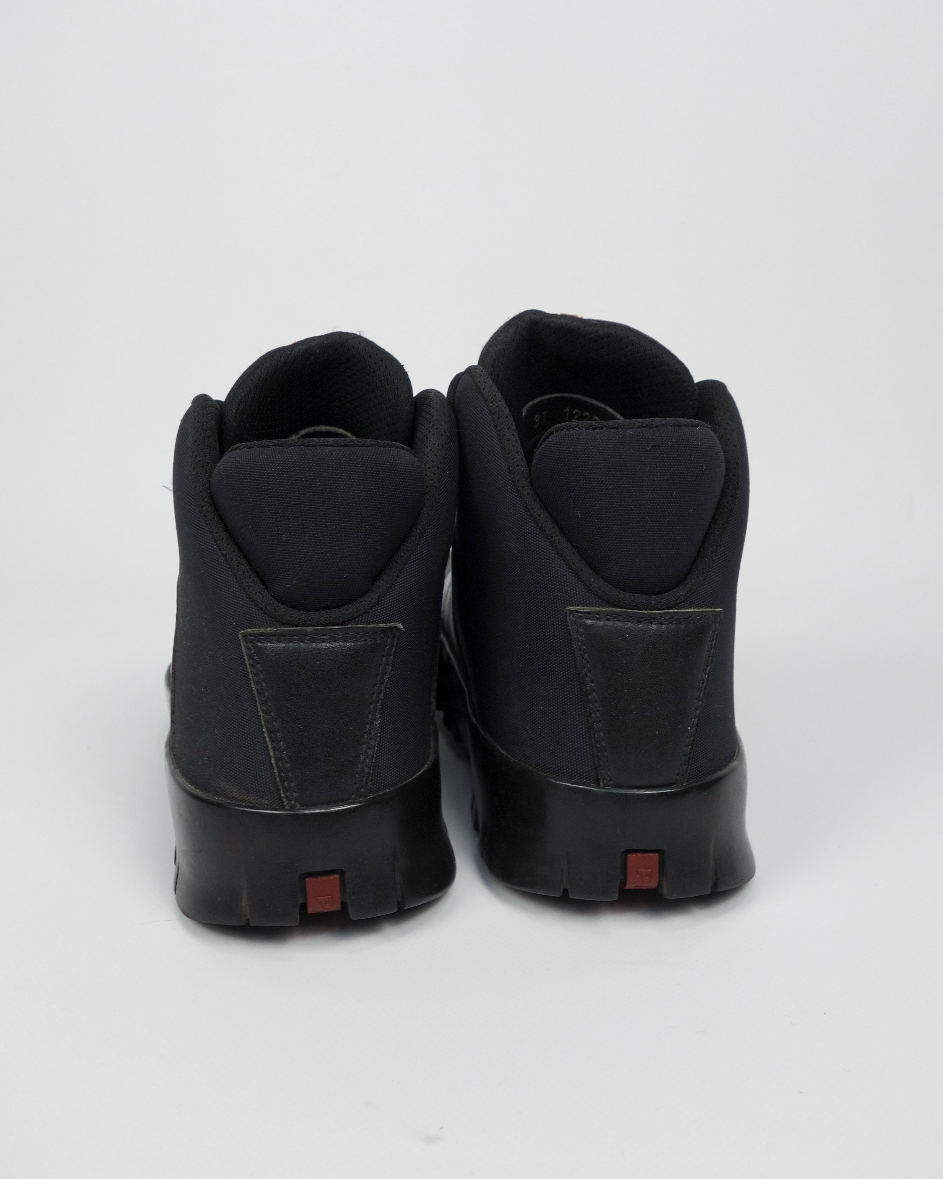 Prada Sport Black Leather Mid Boots 2000's – Vintage TTS Prada Sport Black Leather Mid Boots 2000's – Vintage TTS