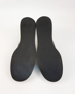 Jil Sander Navy Green Leather Platform Sandals 2000's