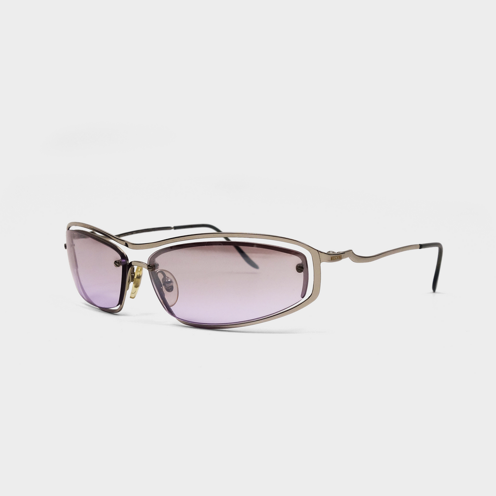 Moschino Silver Frame Purple Lens Sunglasses 2000's