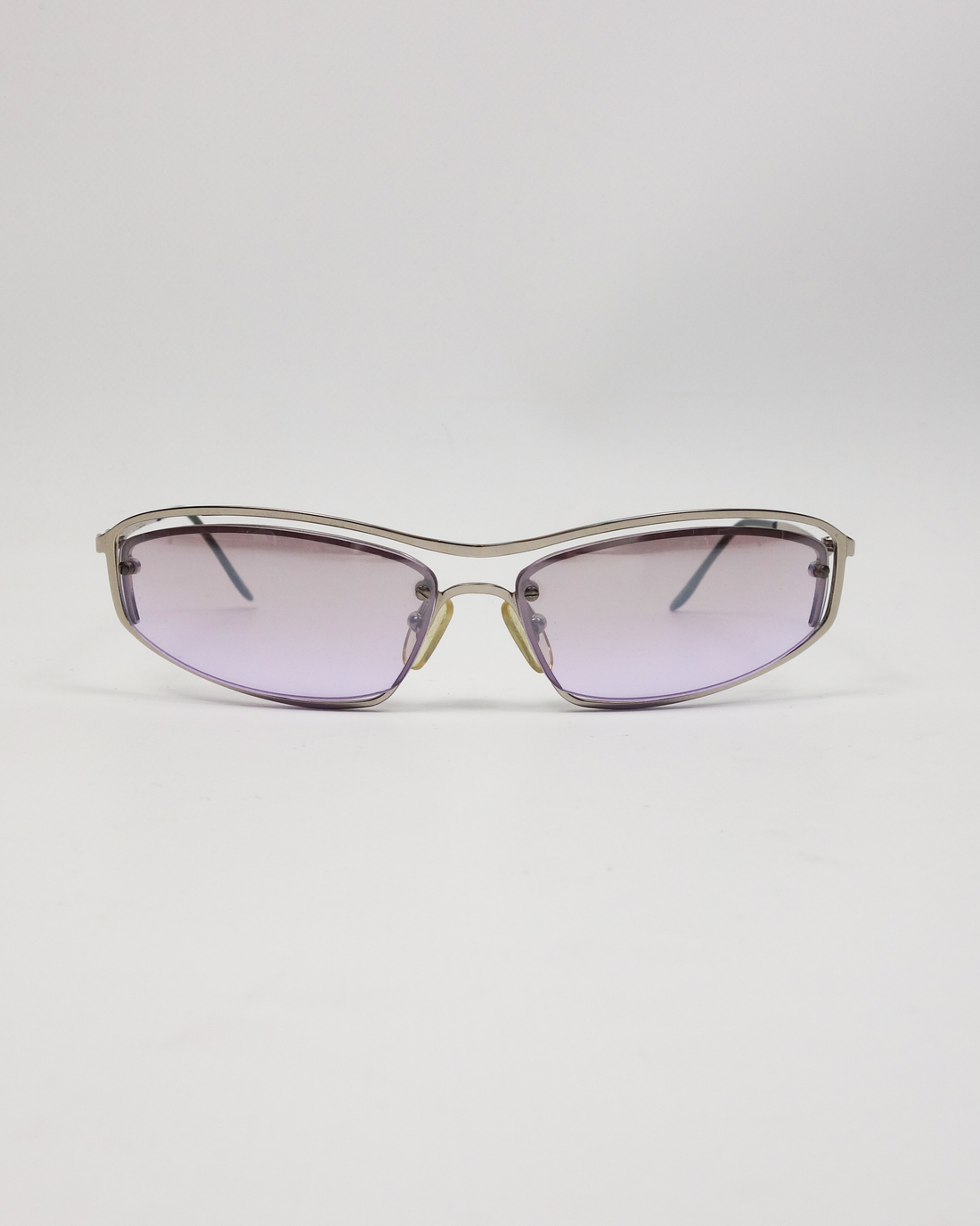 Moschino Silver Frame Purple Lens Sunglasses 2000's