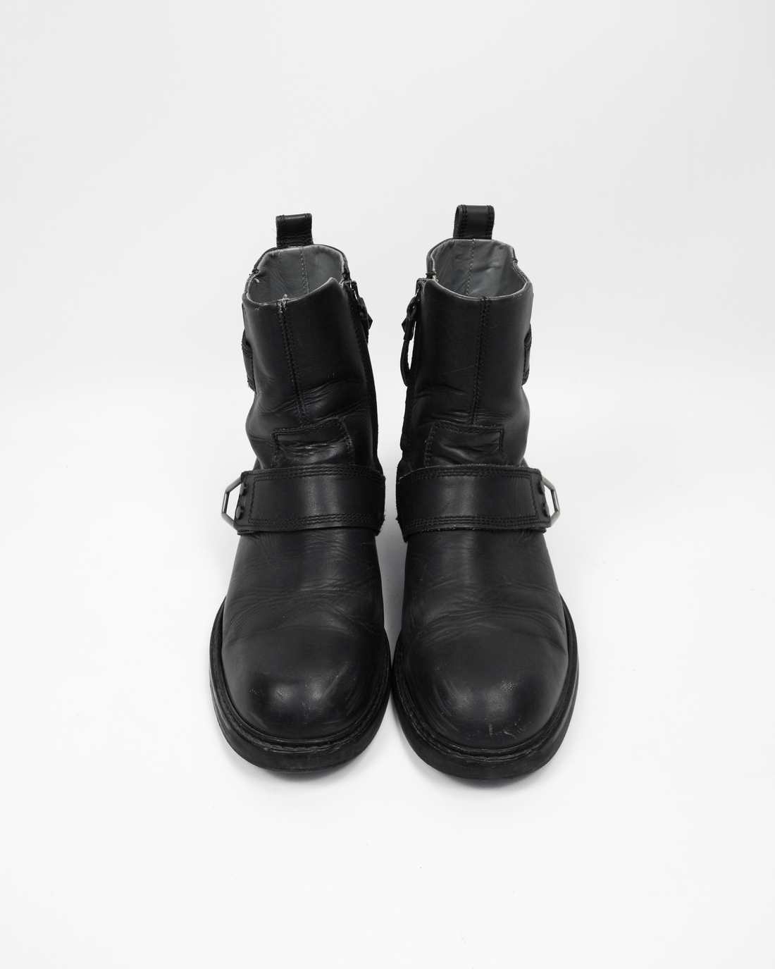 Diesel Motor Black Leather Boots 2000's