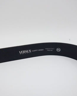 Versace Versus Black leather Chain Belt 2000's - Vintagetts