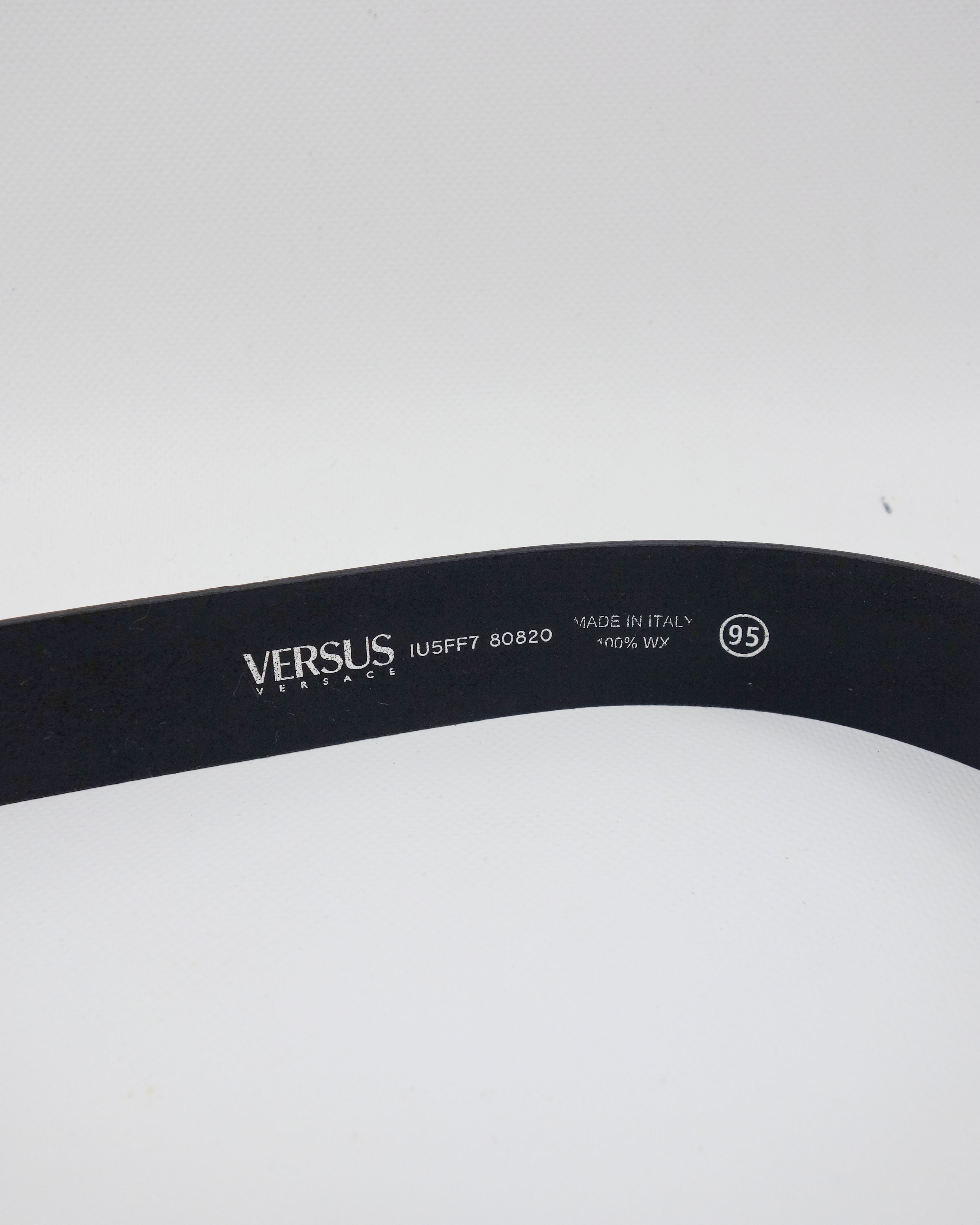 Versace Versus Black leather Chain Belt 2000's