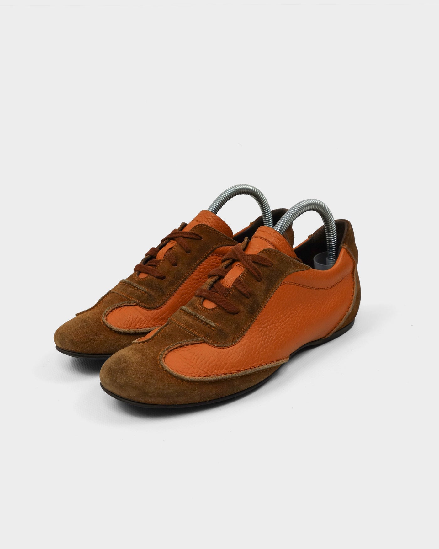 Bottega Veneta Orange Leather Flat Sneakers 2000's