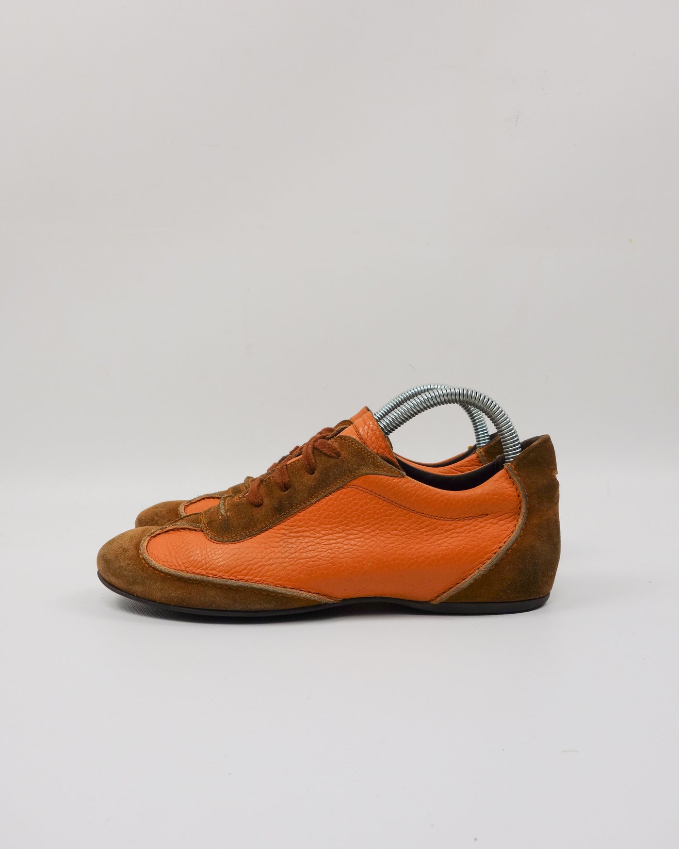Bottega Veneta Orange Leather Flat Sneakers 2000's