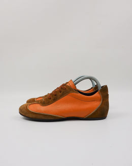Bottega Veneta Orange Leather Flat Sneakers 2000's