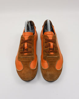 Bottega Veneta Orange Leather Flat Sneakers 2000's