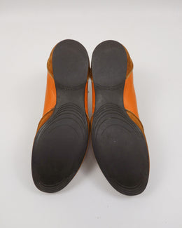 Bottega Veneta Orange Leather Flat Sneakers 2000's