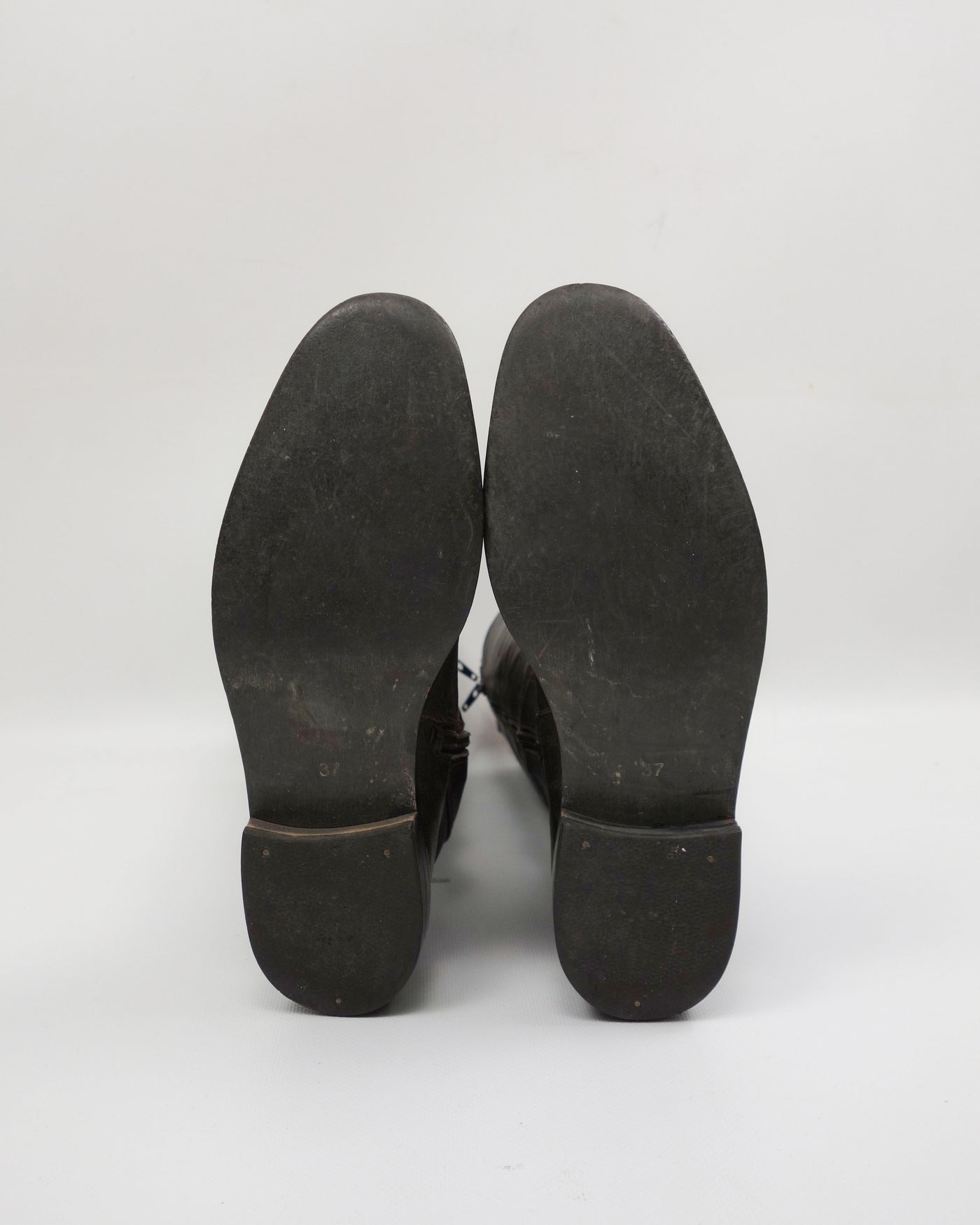 Balmain High Brown Textured Boots 1990's