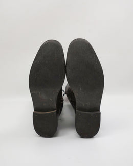 Balmain High Brown Textured Boots 1990's