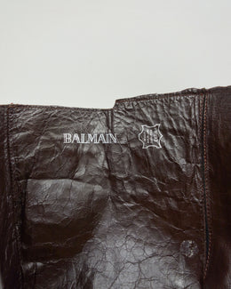 Balmain High Brown Textured Boots 1990's
