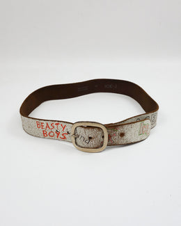 Iceberg White Cracked Leather Belt 2000's - Vintagetts
