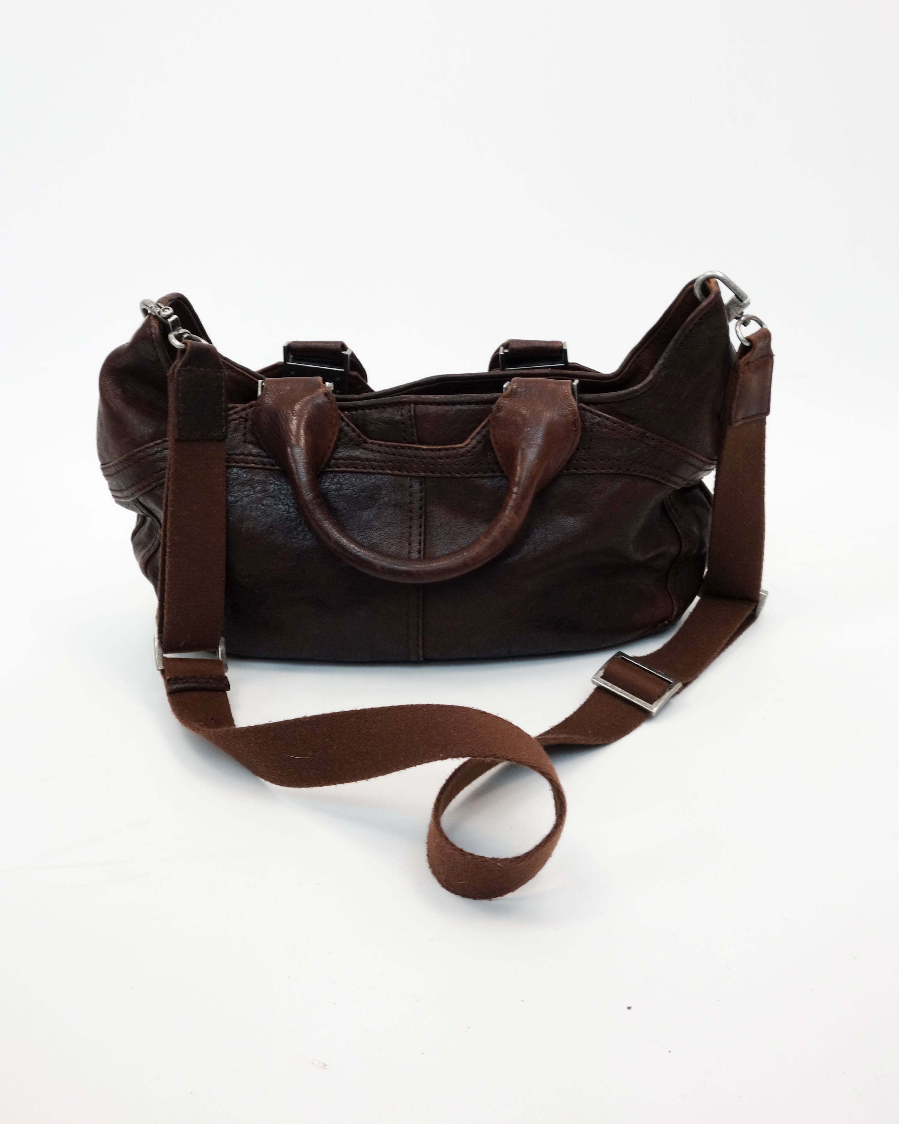 Diesel Dark Brown Leather Shoulder Bag 2000's