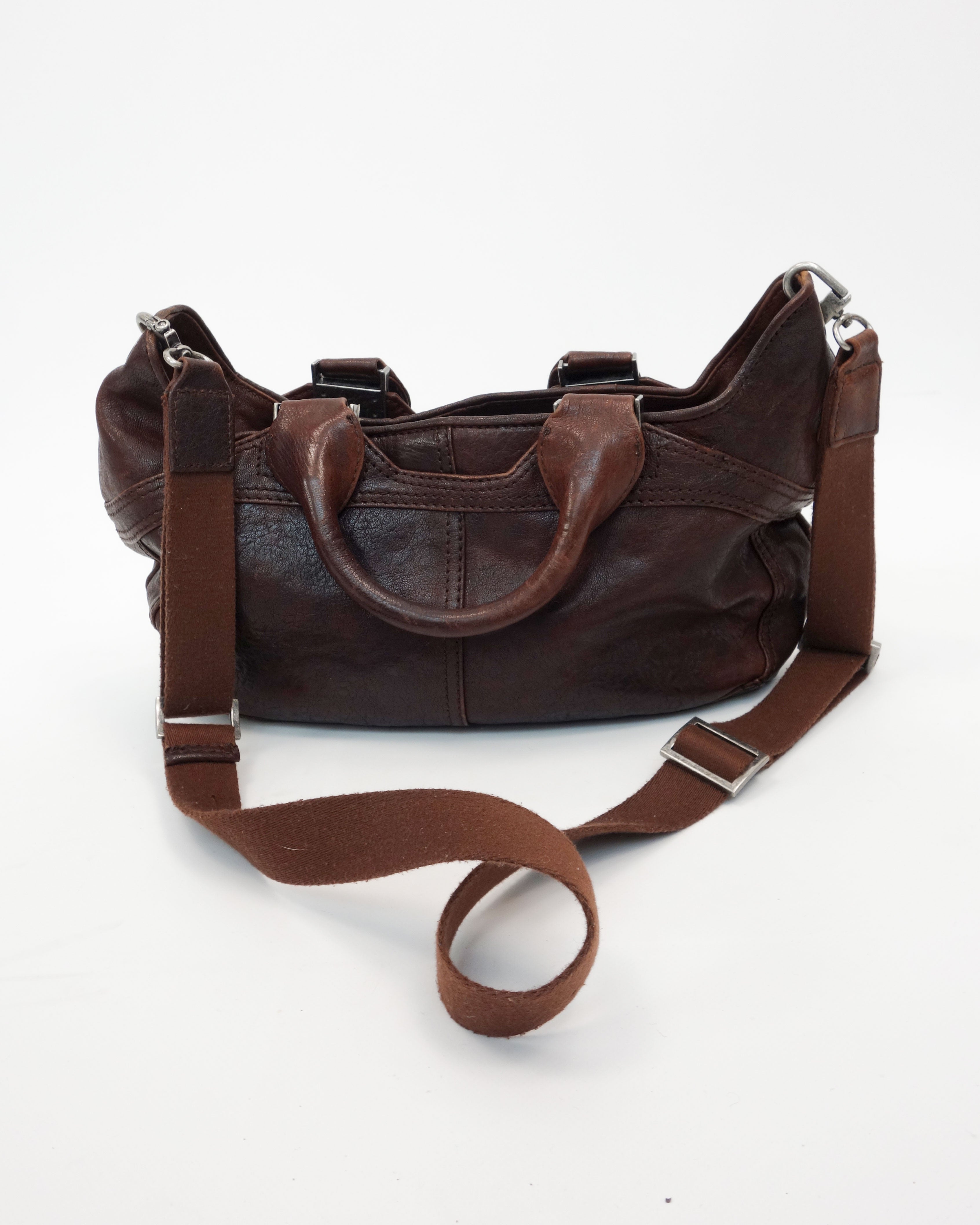 Diesel Dark Brown Leather Shoulder Bag 2000's