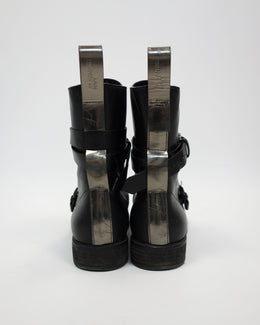 Jil Sander Black Belted Leather Boots 1990's