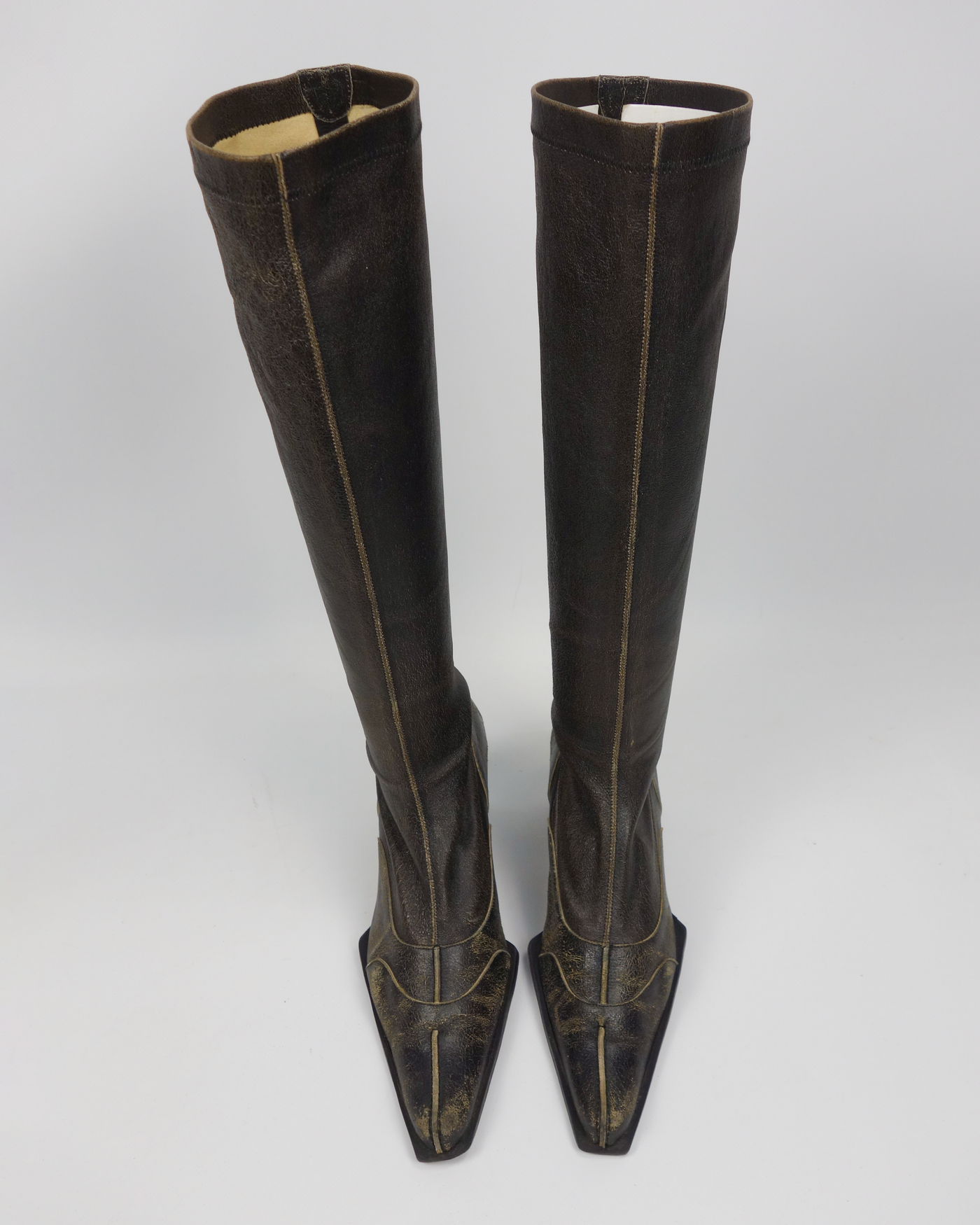 Muxart Black Cracked Leather Boots 2000's