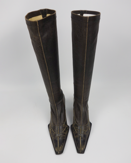 Muxart Black Cracked Leather Boots 2000's