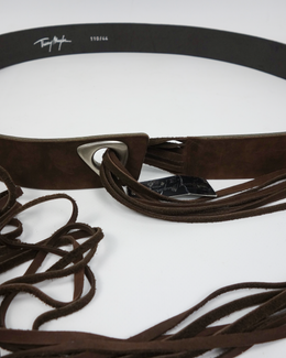 Thierry Mugler Brown Leather Fringes Belt 2000's