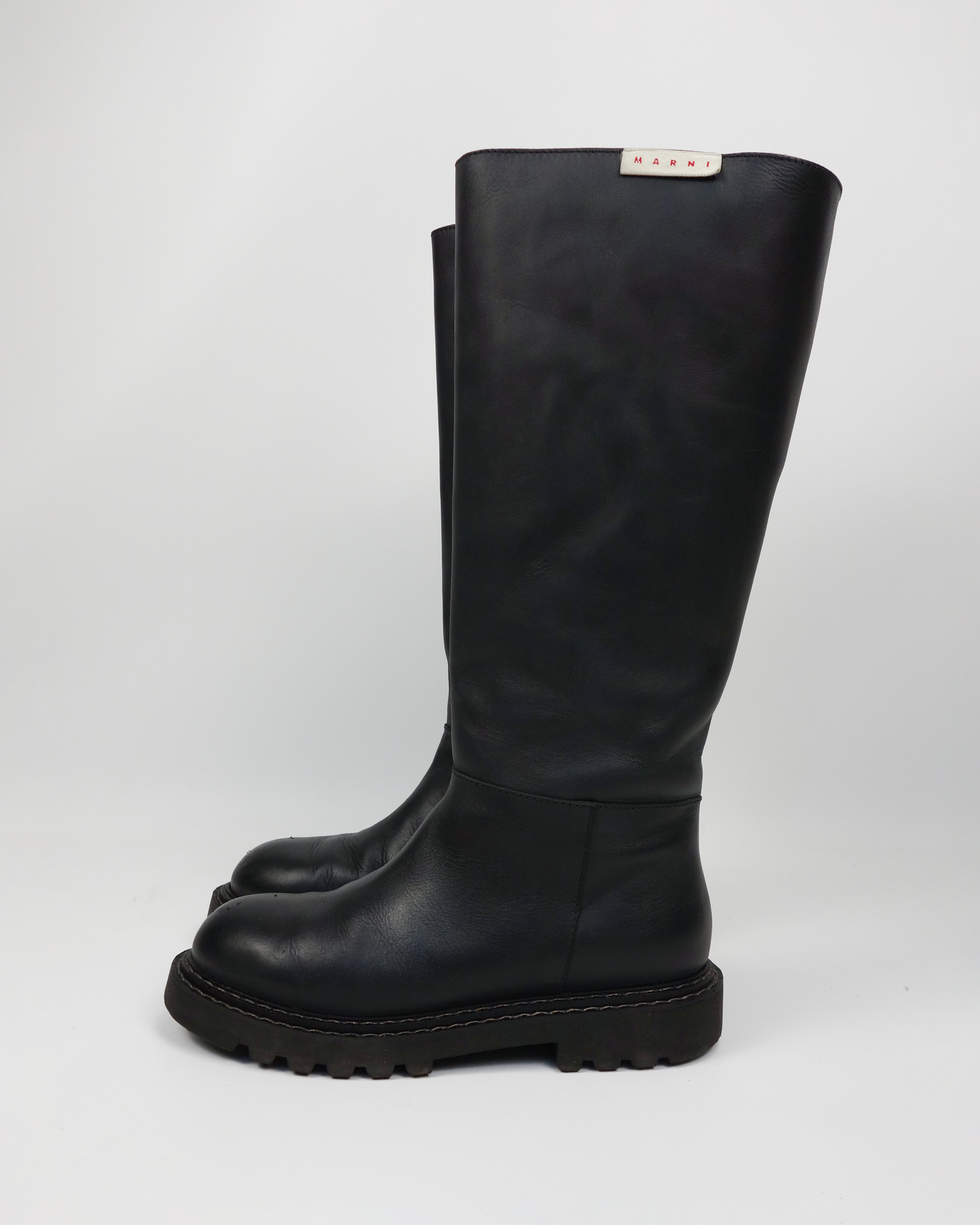 Marni Black Leather High Boots 2000's