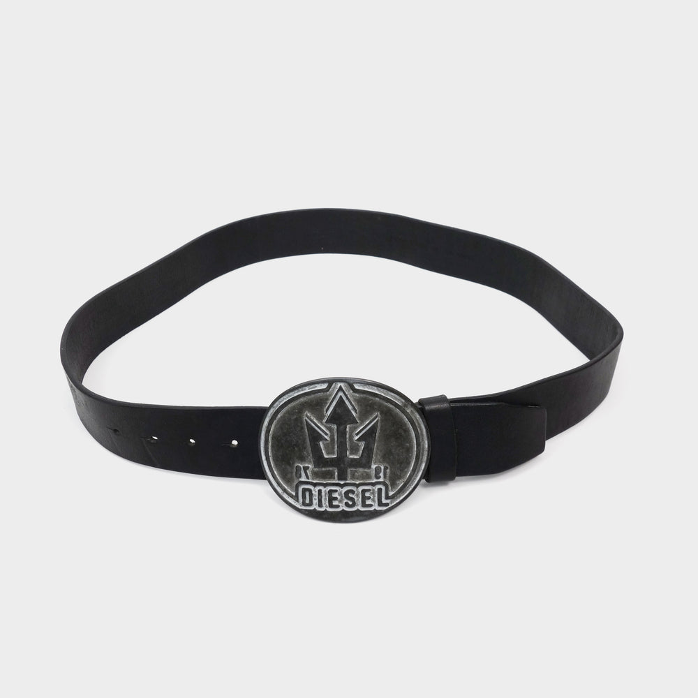 Diesel "Trident" Black Leather Belt 90's