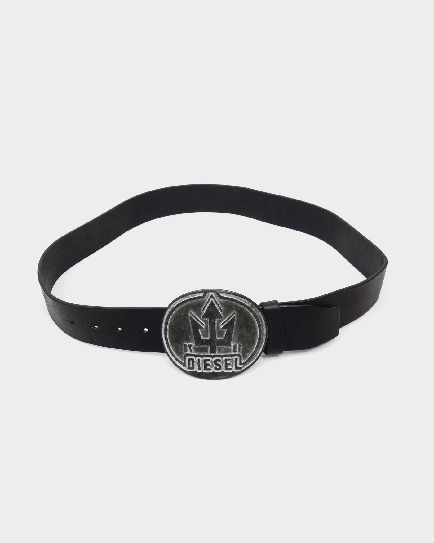 Diesel "Trident" Black Leather Belt 2000's
