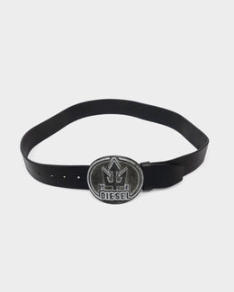 Diesel "Trident" Black Leather Belt 2000's