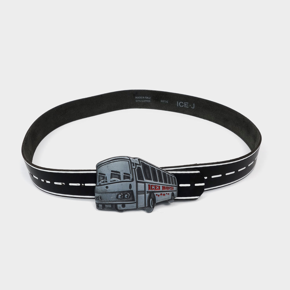 Iceberg Road Bus Black Leather Belt 2000's