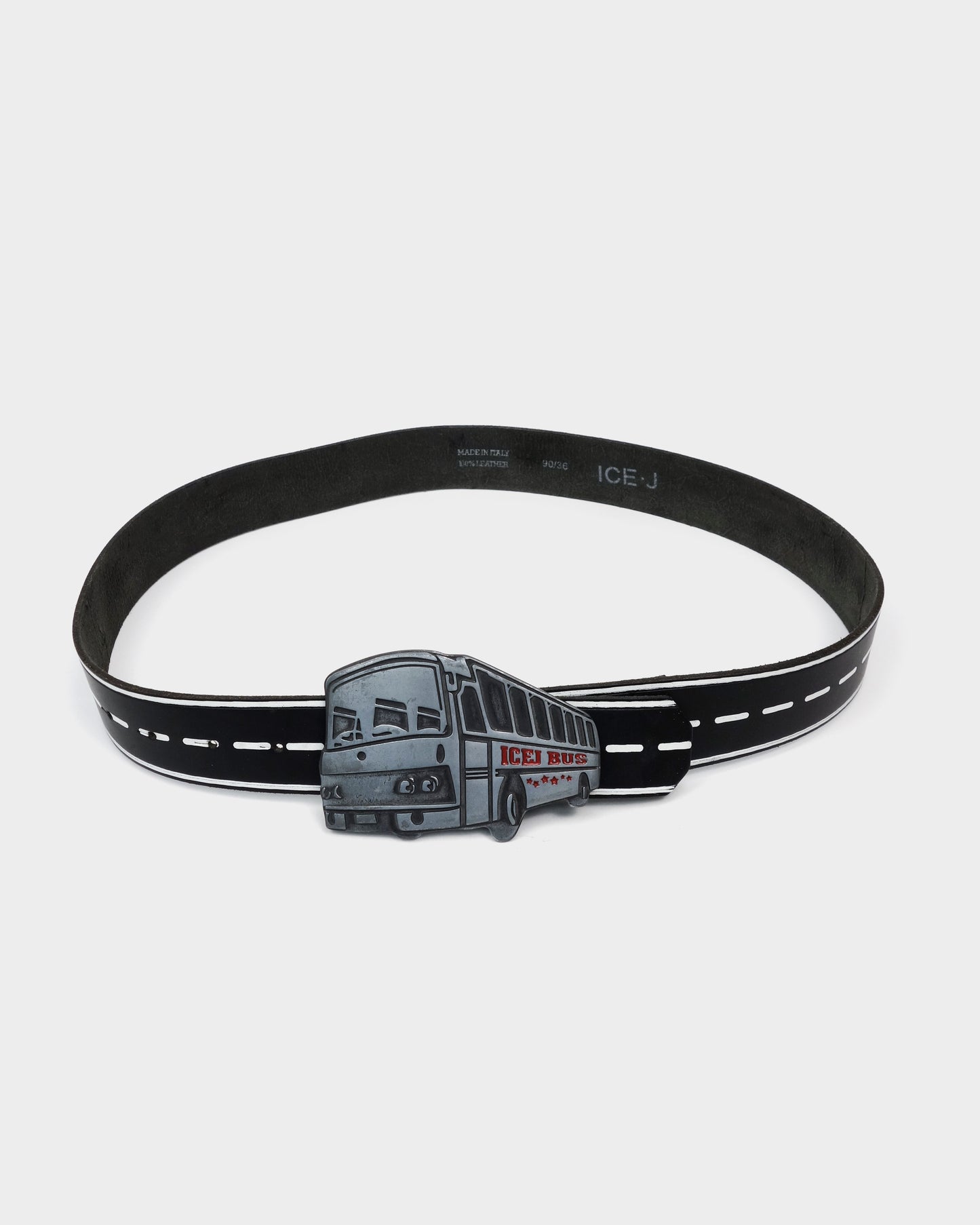 Iceberg Road Bus Black Leather Belt 2000's