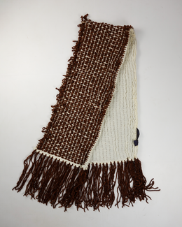 Etro 2-Texture Brown Wool Scarf 2000's