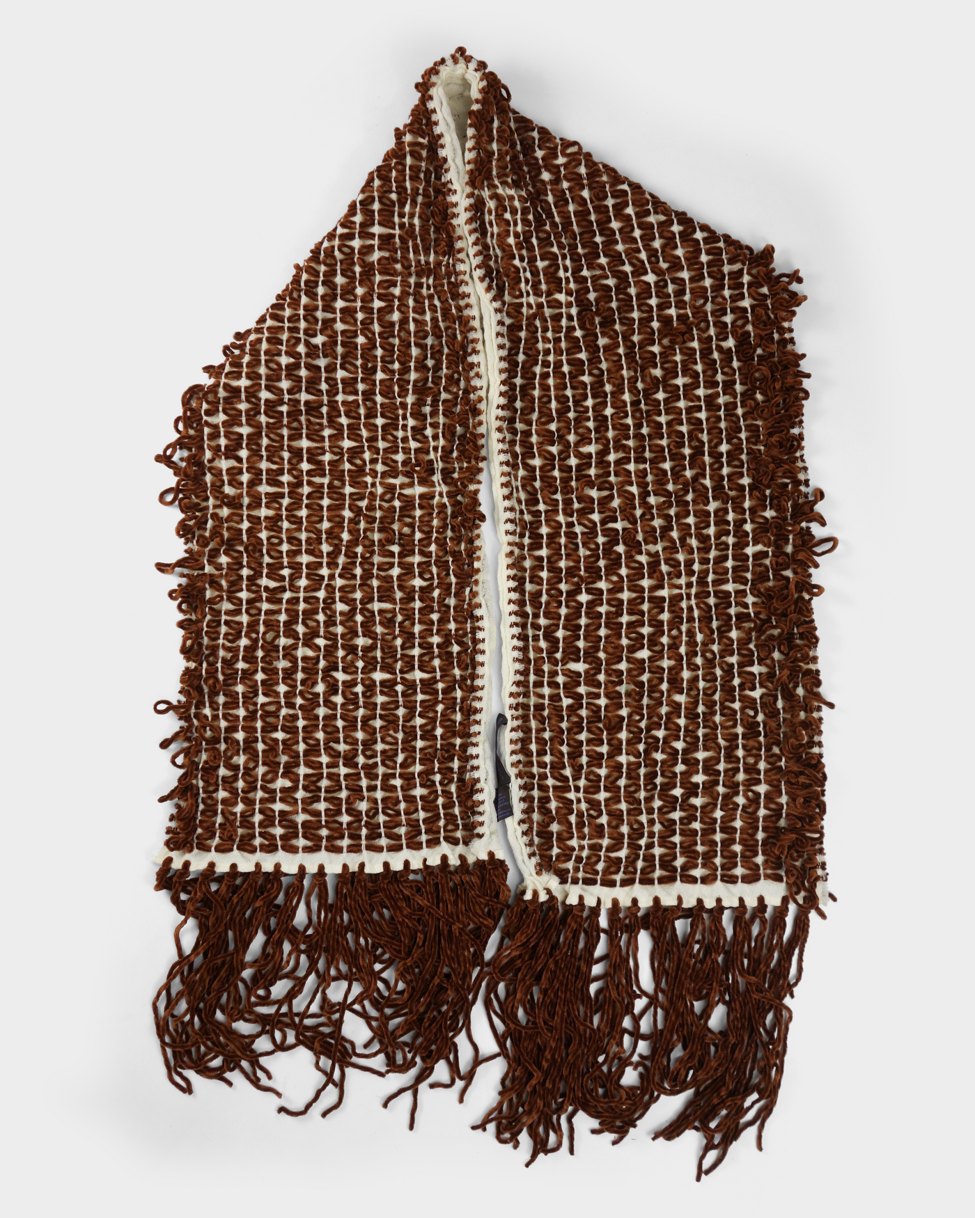 Etro 2-Texture Brown Wool Scarf 2000's