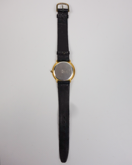 Loewe Golden Monogram Black Leather Strap Watch 1990's