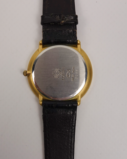 Loewe Golden Monogram Black Leather Strap Watch 1990's